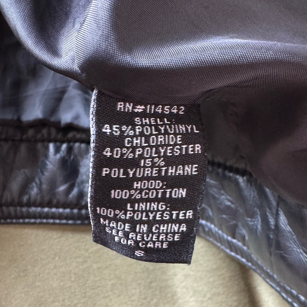 Black faux leather / leather quilted moto jacket size small - Picture 3 of 3